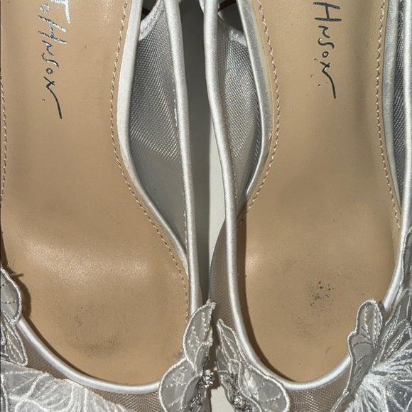 Betsey Johnson Silver Floral Slingback Heels - Picture 6 of 8